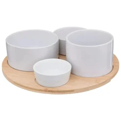 SET 4 CIOTOLE DA APERITIVO IN CERAMICA E BAMBOO