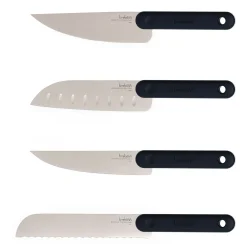 SET 4 COLTELLI KNIFE SET BLACK EDITION ACCIAIO INOX MANICO NERO