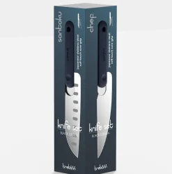 SET 4 COLTELLI KNIFE SET BLACK EDITION ACCIAIO INOX MANICO NERO