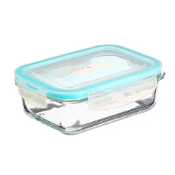 SET 3 CONTENITORI RETTANGOLARI IN VETRO CON COPERCHIO