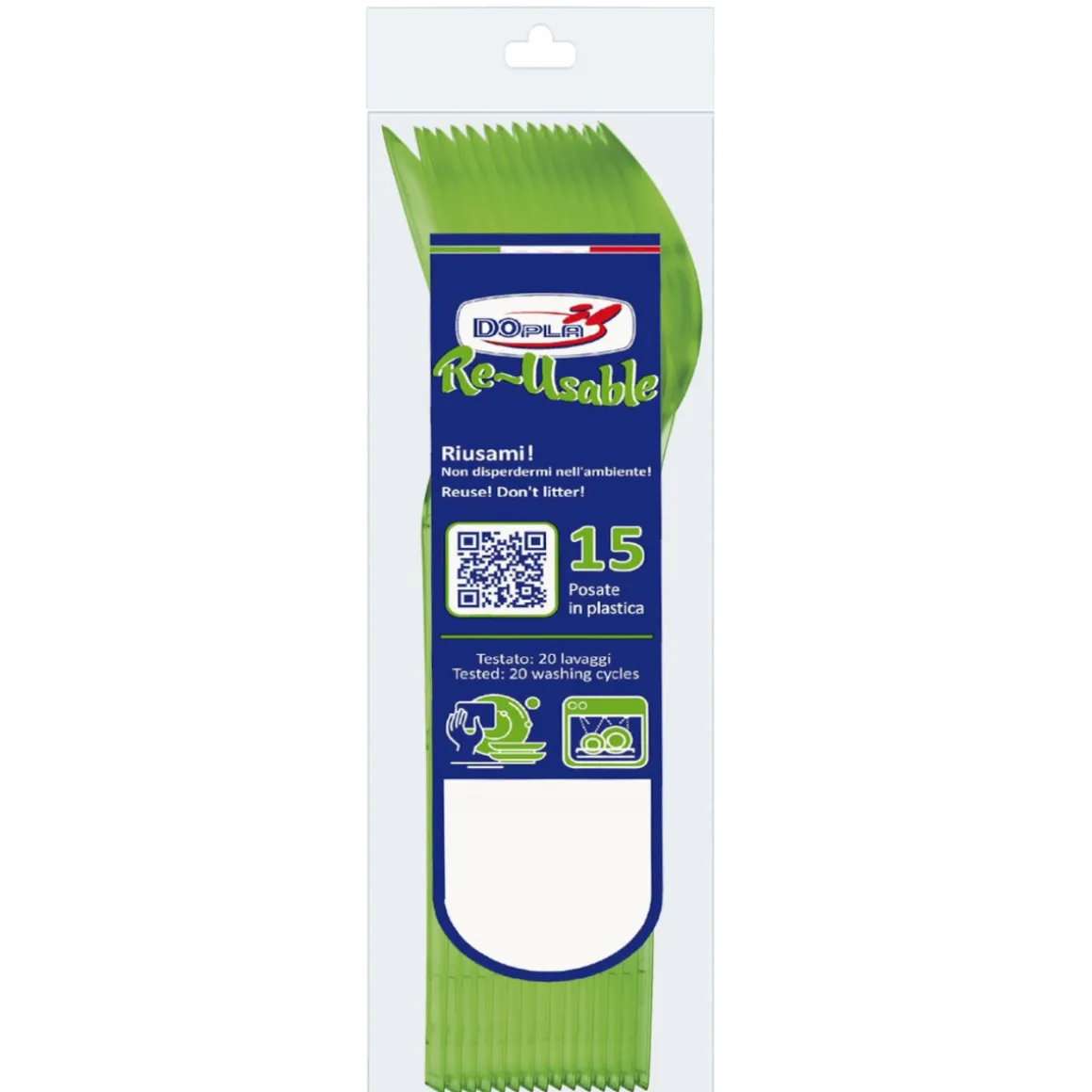 SET 15 CUCCHIAI COMPACT IN PLASTICA VERDE ACIDO