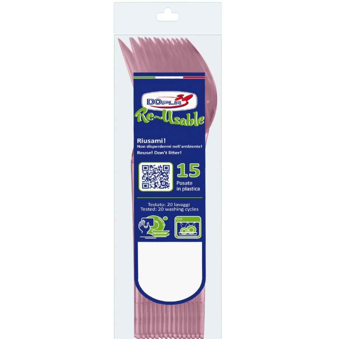 SET 15 CUCCHIAI COMPACT IN PLASTICA ROSA