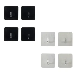 SET 4 GANCI ADESIVI STILKY IN ACCIAIO INOX ASSORTITO 4.5X4.5CM SP 2.7CM