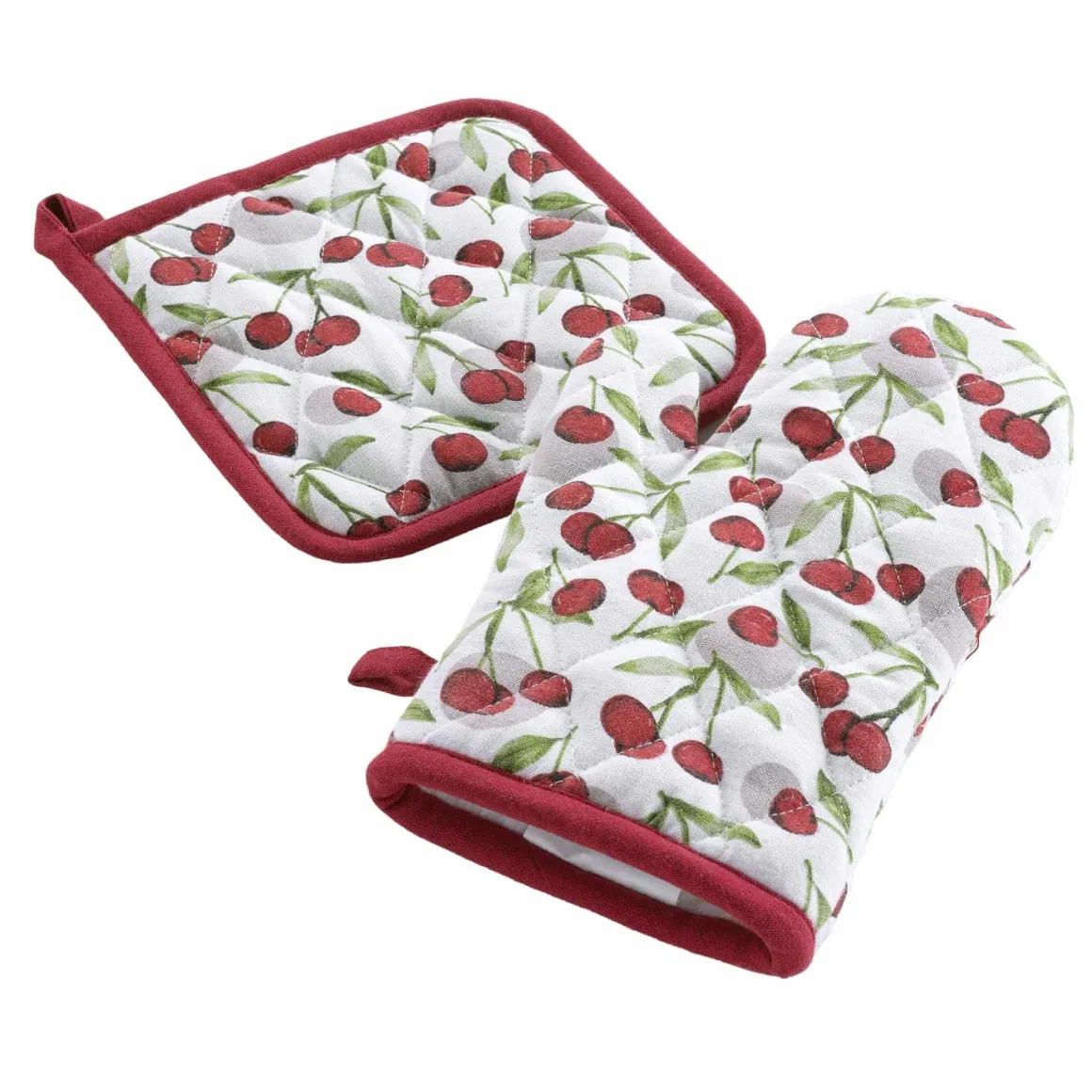 SET GUANTO DA CUCINA + PRESINA IN COTONE CERISETTE RUBINO: vendita online SET GUANTO DA CUCINA + PRESINA IN COTONE CERISETTE RUBINO in offerta