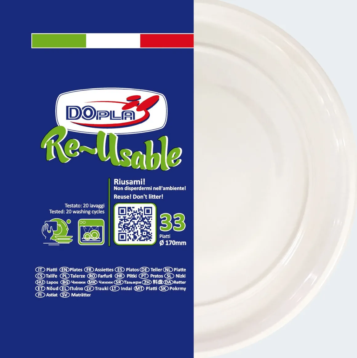 SET 33 PIATTI DA FRUTTA IN PLASTICA DIAM. 22CM BIANCO