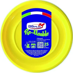 SET 25 PIATTI DA FRUTTA IN PLASTICA DIAM. 17CM GIALLO
