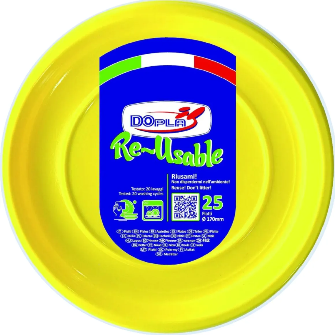 SET 25 PIATTI DA FRUTTA IN PLASTICA DIAM. 17CM GIALLO
