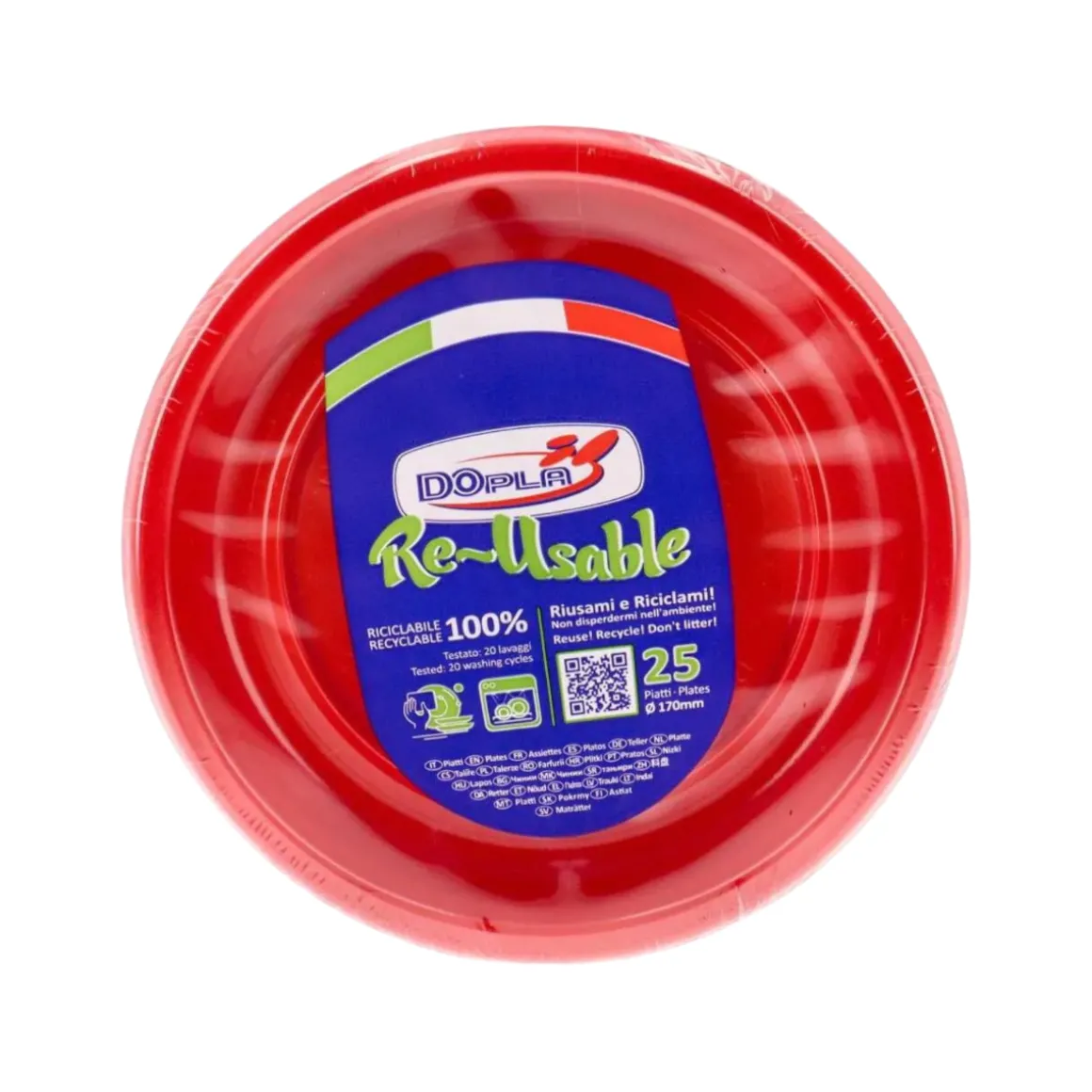 SET 25 PIATTI DA FRUTTA IN PLASTICA DIAM. 17CM ROSSO