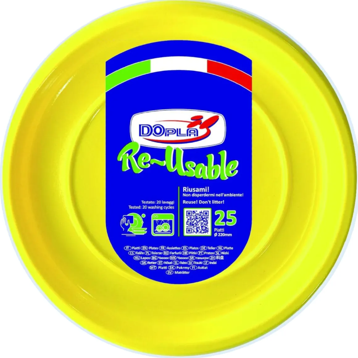 SET 25 PIATTI PIANI IN PLASTICA DIAM. 22CM GIALLO