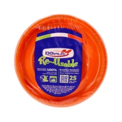SET 25 PIATTI PIANI IN PLASTICA DIAM. 22CM ARANCIO