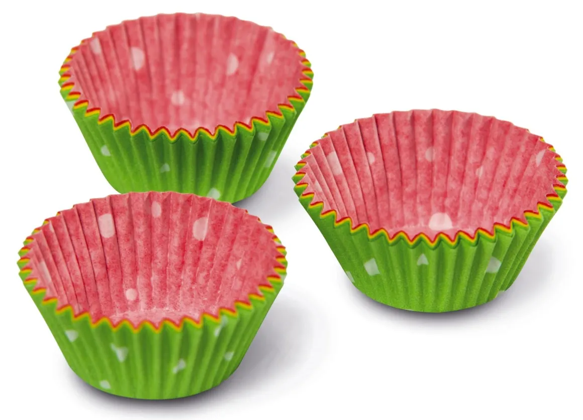 SET 100 PIROTTINI A POIS LINEA EASY BAKE IN CARTA DA FORNO 7X3CM
