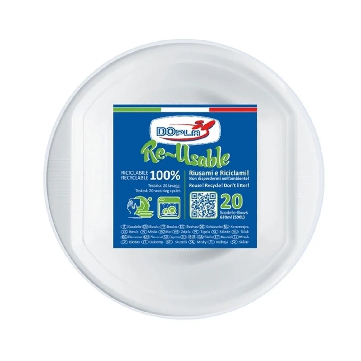 SET 20 SCODELLE IN PLASTICA 630ML BIANCO