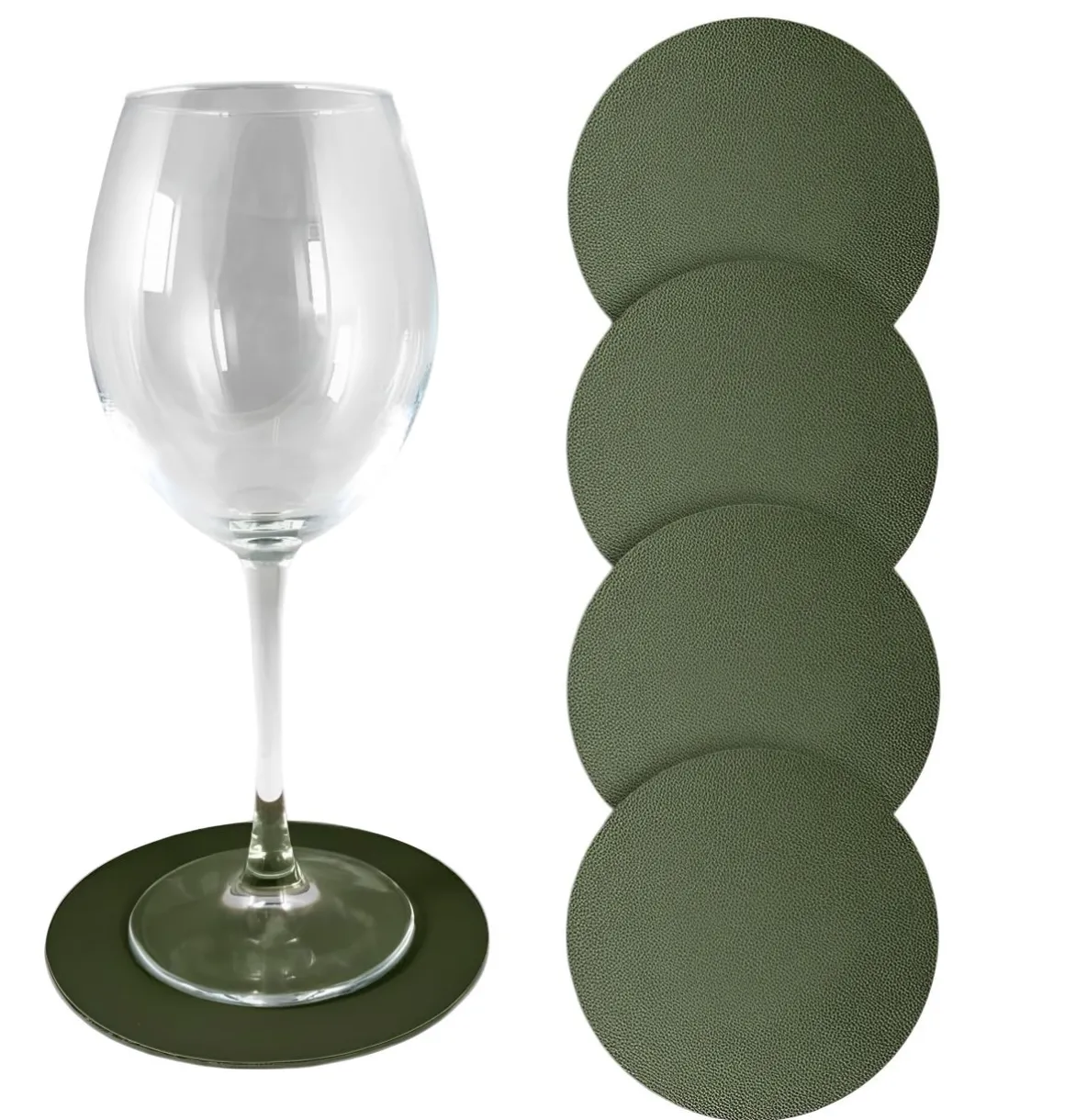 SET 4 SOTTOBICCHIERI IN SIMILPELLE DIAM. 12.5CM VERDE: vendita online SET 4 SOTTOBICCHIERI IN SIMILPELLE DIAM. 12.5CM VERDE in offerta