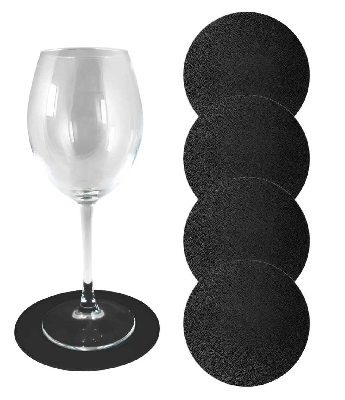 SET 4 SOTTOBICCHIERI IN SIMILPELLE DIAM. 12.5CM NERO: vendita online SET 4 SOTTOBICCHIERI IN SIMILPELLE DIAM. 12.5CM NERO in offerta