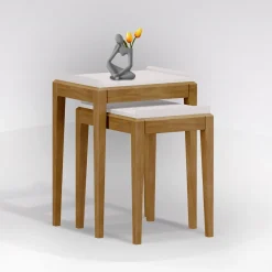 SET 2 TAVOLINI LEGNO MASSELLO E BIANCO: vendita online SET 2 TAVOLINI LEGNO MASSELLO E BIANCO in offerta
