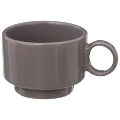 SET 4 TAZZINE CON MANICO IN GRES LINEA RETRO 10CL GRIGIO