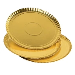 SET 3 VASSOI LINEA EASY BAKE IN CARTONCINO DORATO DIAM. 31CM