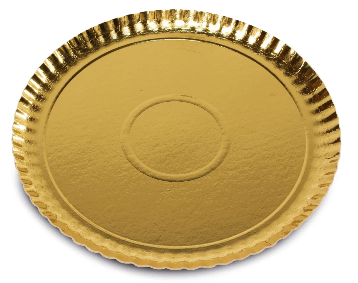 SET 3 VASSOI LINEA EASY BAKE IN CARTONCINO DORATO DIAM. 31CM