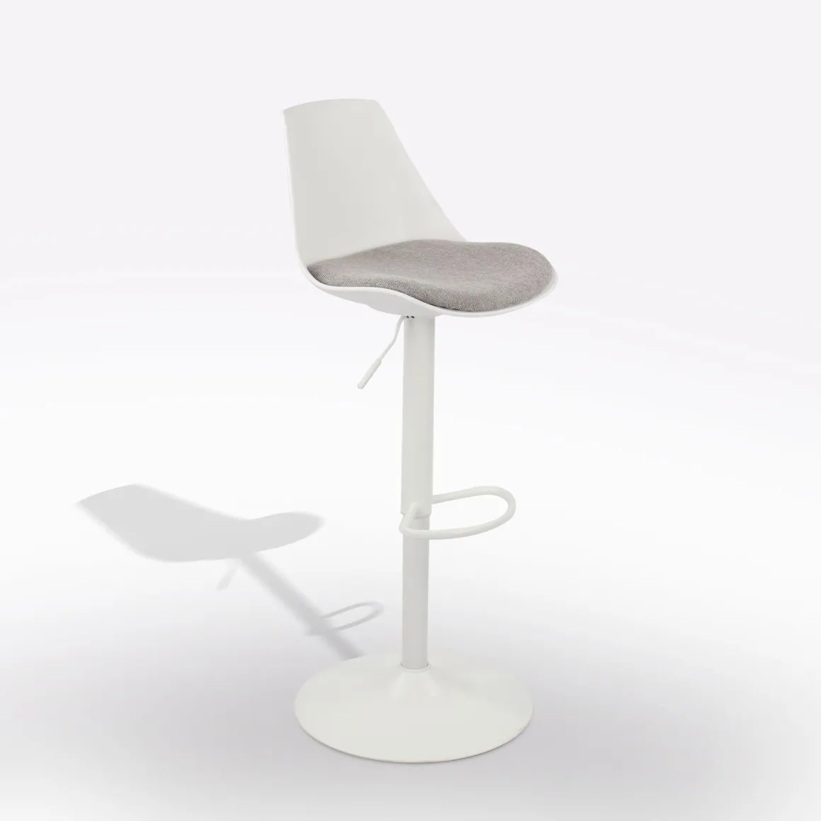 SGABELLO BIANCO CON SEDUTA IN TESSUTO GRIGIO: vendita online SGABELLO BIANCO CON SEDUTA IN TESSUTO GRIGIO in offerta