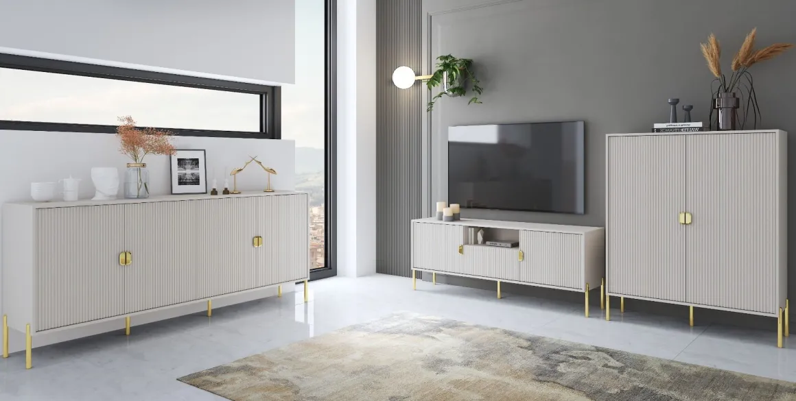 Soggiorno in Offerta: Composizione Modello Lotus Cashmere Effetto Cannettato