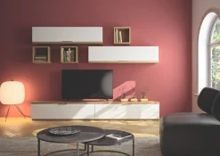 SOGGIORNO MOD. MUNDI BIANCO LUCIDO E ROVERE ARTISAN