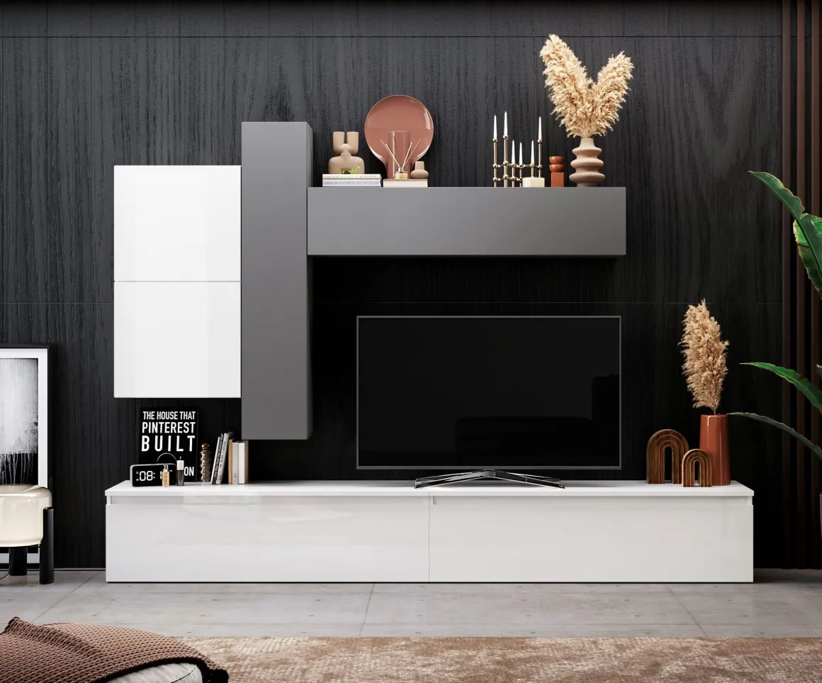 SOGGIORNO MOD. INFINITY 2.0 ARDESIA/BIANCO LUCIDO in vendita online