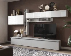 SOGGIORNO MOD. INFINITY 2.0 BIANCO LUCIDO/GESSO in vendita online