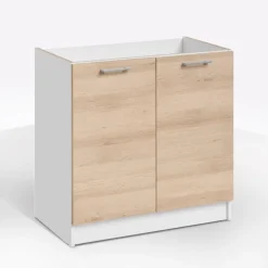 SOTTOLAVELLO ECO CM 80X46 H.82 BIANCO E ROVERE ARTISAN