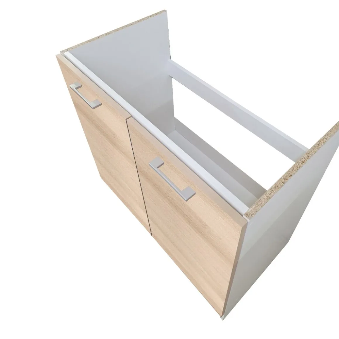 SOTTOLAVELLO ECO CM 80X46 H.82 BIANCO E ROVERE ARTISAN