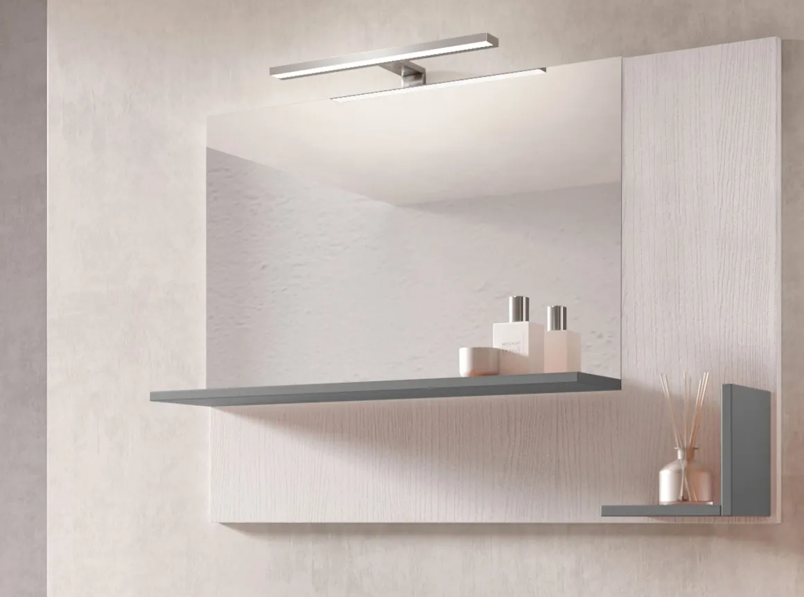 SPECCHIERA MOD. LINE CM 100 BIANCO NORDICO CON LAMPADA LED