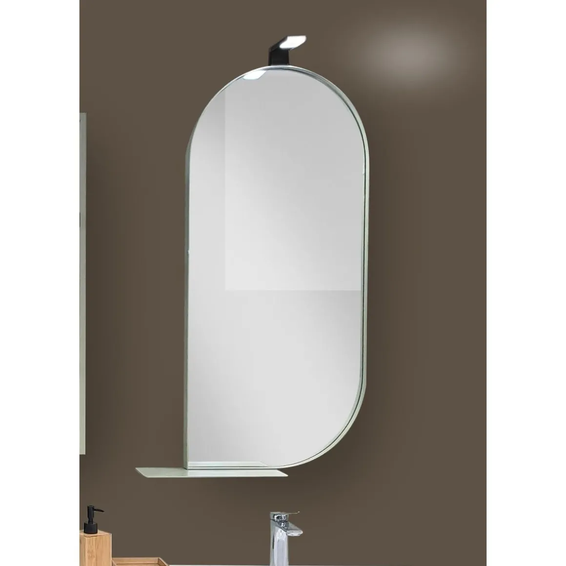 SPECCHIERA MOD.ROUND-D AGAVE OPACO CON FARETTO MOD. ZIKO NERO