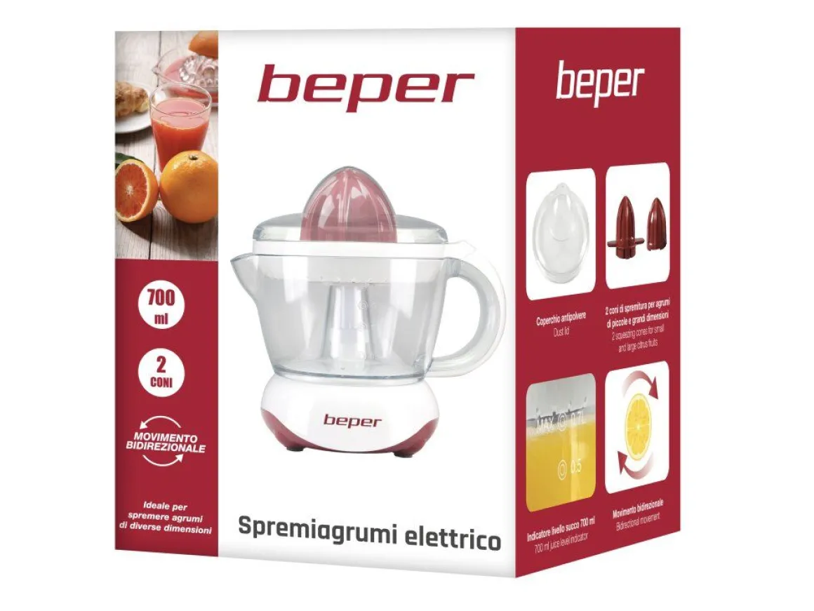 SPREMIAGRUMI ELETTRICO 700ML 14.5X19.5 H. 20.5CM BIANCO E ROSSO