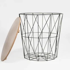 TAVOLINO CONTENITORE MOD. KUMI DIAM. 40 H. 41 CM IN METALLO E MDF in vendita online