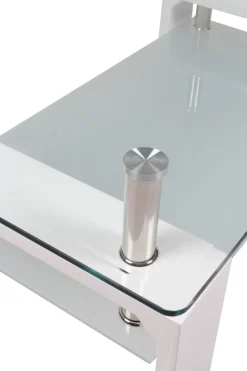 TAVOLINO CM 110X60 H. 40 BIANCO LUCIDO E VETRO: vendita online TAVOLINO CM 110X60 H. 40 BIANCO LUCIDO E VETRO in offerta