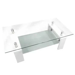 TAVOLINO CM 110X60 H. 40 BIANCO LUCIDO E VETRO: vendita online TAVOLINO CM 110X60 H. 40 BIANCO LUCIDO E VETRO in offerta