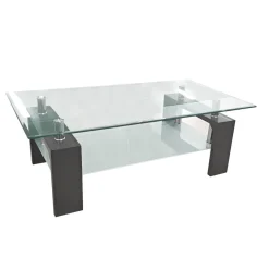 TAVOLINO CM 110X60 H. 40 LARICE NERO E VETRO: vendita online TAVOLINO CM 110X60 H. 40 LARICE NERO E VETRO in offerta
