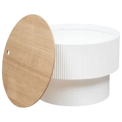 TAVOLINO CONTENITORE ENOLA DIAM. 55 H.38 CM BIANCO E NATURALE: vendita online TAVOLINO CONTENITORE ENOLA DIAM. 55 H.38 CM BIANCO E NATURALE in offerta