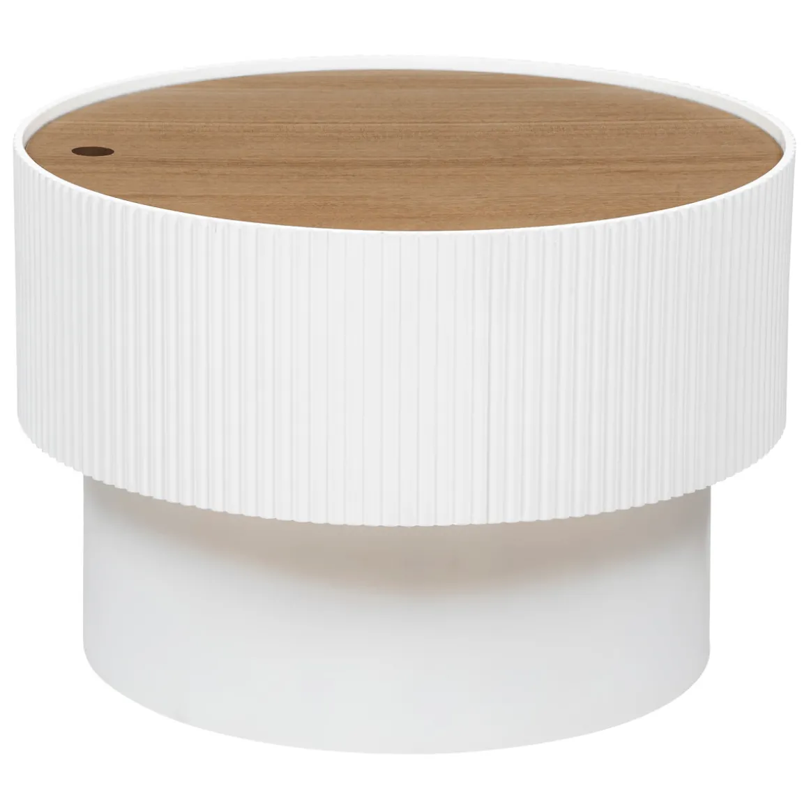 TAVOLINO CONTENITORE ENOLA DIAM. 55 H.38 CM BIANCO E NATURALE: vendita online TAVOLINO CONTENITORE ENOLA DIAM. 55 H.38 CM BIANCO E NATURALE in offerta