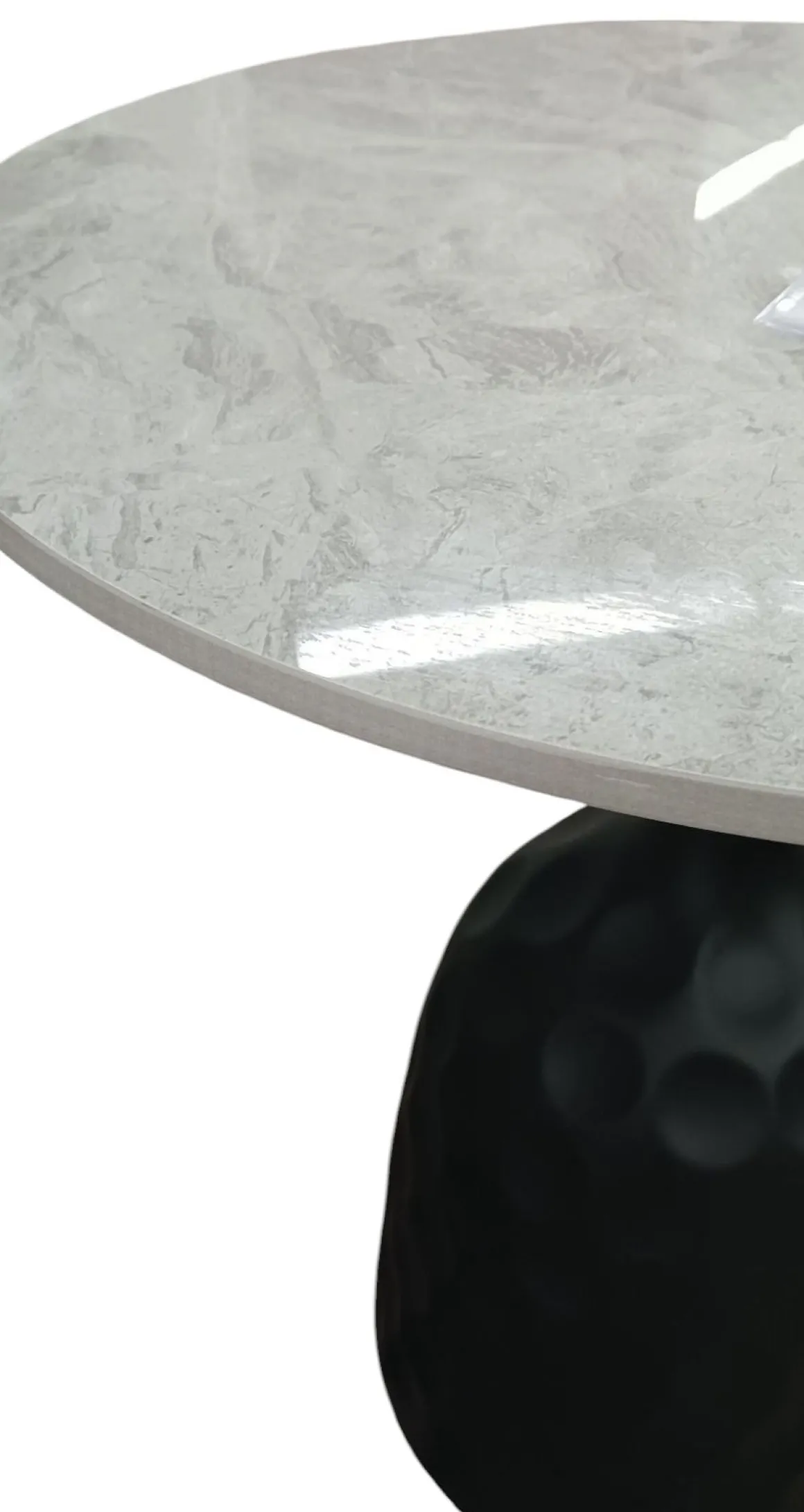 TAVOLINO DIAM. CM 50 H.54 METALLO E PIANO IN CERAMICA EFFETTO MARMO in vendita online