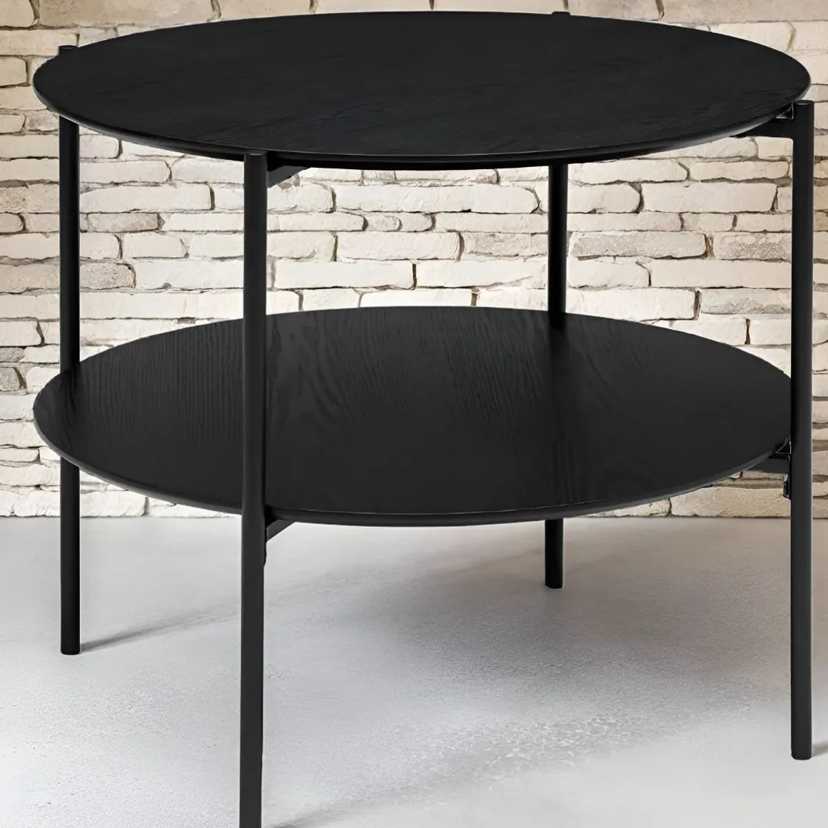 TAVOLINO MOD. KEMI DIAM. CM 63.2 H.52 IN METALLO E MDF NERO in vendita online