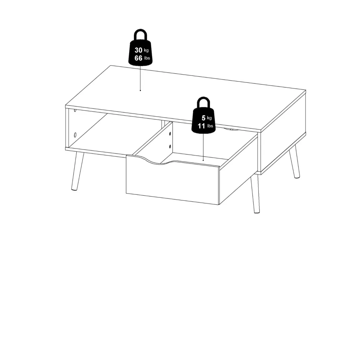 TAVOLINO MOD. OSLO CM 98,7X60,2 H. 43,3 BIANCO OPACO E OAK: vendita online TAVOLINO MOD. OSLO CM 98,7X60,2 H. 43,3 BIANCO OPACO E OAK in offerta