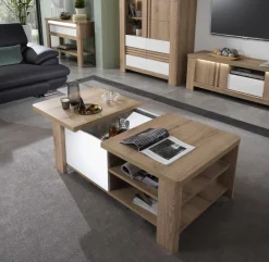 TAVOLINO MOD. PALAZZO CM 120X68 H.46 ROVERE WELLINGTON E BIANCO in vendita online