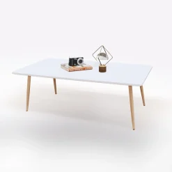 TAVOLINO 110X55 TINTA NATURALE E BIANCO OPACO in vendita online