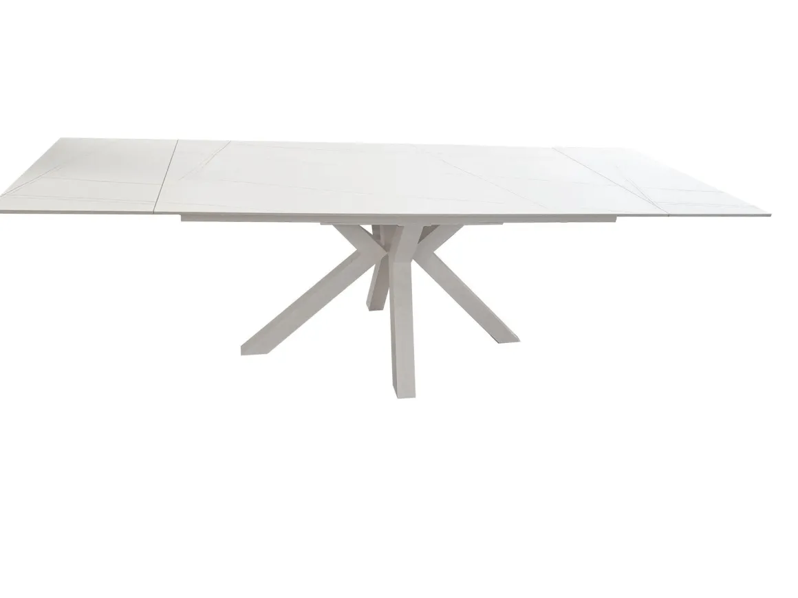 TAVOLO ALL. CM 160X90 METALLO BIANCO E VETRO EFFETTO MARMO: vendita online TAVOLO ALL. CM 160X90 METALLO BIANCO E VETRO EFFETTO MARMO in offerta