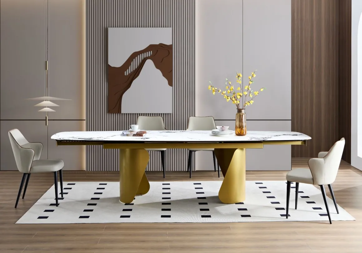 TAVOLO ALL. CM 200X100 METALLO DORATO SATINATO CON PIANO EFFETTO MARMO : vendita online TAVOLO ALL. CM 200X100 METALLO DORATO SATINATO CON PIANO EFFETTO MARMO in offerta