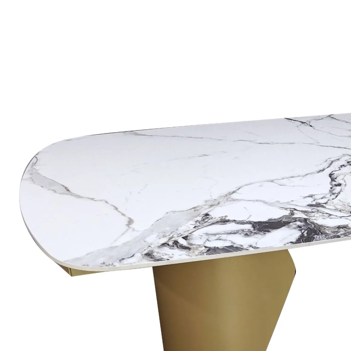 TAVOLO ALL. CM 200X100 METALLO DORATO SATINATO CON PIANO EFFETTO MARMO : vendita online TAVOLO ALL. CM 200X100 METALLO DORATO SATINATO CON PIANO EFFETTO MARMO in offerta