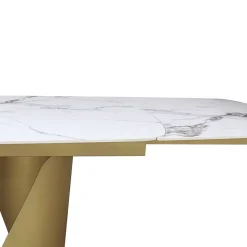 TAVOLO ALL. CM 200X100 METALLO DORATO SATINATO CON PIANO EFFETTO MARMO : vendita online TAVOLO ALL. CM 200X100 METALLO DORATO SATINATO CON PIANO EFFETTO MARMO in offerta