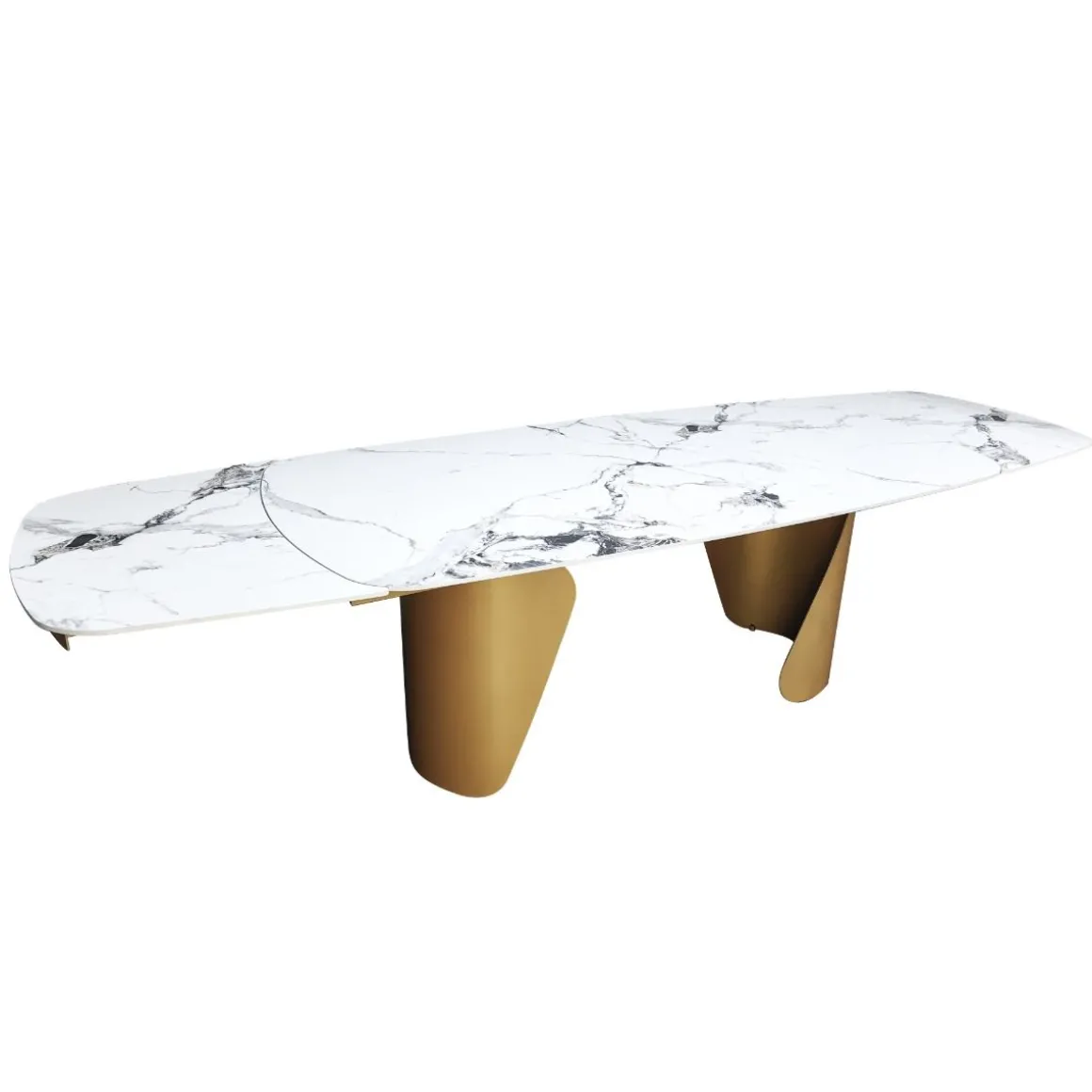 TAVOLO ALL. CM 200X100 METALLO DORATO SATINATO CON PIANO EFFETTO MARMO : vendita online TAVOLO ALL. CM 200X100 METALLO DORATO SATINATO CON PIANO EFFETTO MARMO in offerta
