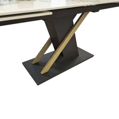TAVOLO CM 160X90 ALL. METALLO NERO/ORO E PIANO VETRO EFFETTO MARMO: vendita online TAVOLO CM 160X90 ALL. METALLO NERO/ORO E PIANO VETRO EFFETTO MARMO in offerta