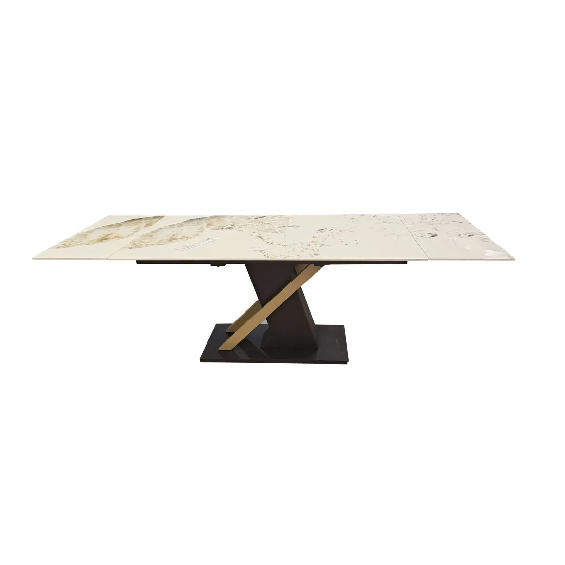 TAVOLO CM 160X90 ALL. METALLO NERO/ORO E PIANO VETRO EFFETTO MARMO: vendita online TAVOLO CM 160X90 ALL. METALLO NERO/ORO E PIANO VETRO EFFETTO MARMO in offerta